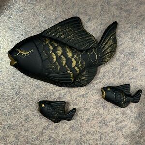 Vintage Chalkware Fish Set of 3